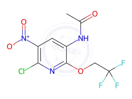 Chemical structure of Acetamide, N-[6-chloro-5-nitro-2-(2,2,2-trifluoroethoxy)-3-pyridinyl]-