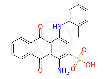 Chemical structure of 1-amino-9,10-dihydro-9,10-dioxo-4-o-toluidinoanthracene-2-sulphonic acid