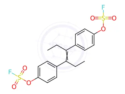Chemical structure of Fluorosulfuric acid,?S,S'-[[(1E)-1,2-diethyl-1,2-ethenediyl]di-4,1-phenylene] ester