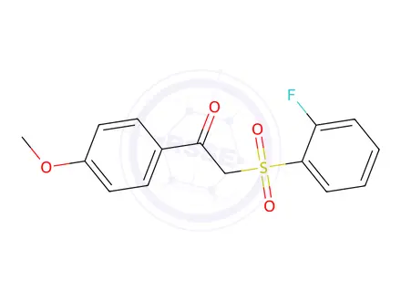Chemical structure of 2-(2-Fluorobenzenesulfonyl)-1-(4-methoxyphenyl)ethan-1-one