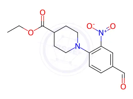 Chemical structure of Ethyl 1-(4-formyl-2-nitrophenyl)-4-piperidinecarboxylate