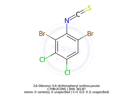 Chemical structure of 2,6-Dibromo-3,4-dichlorophenyl isothiocyanate