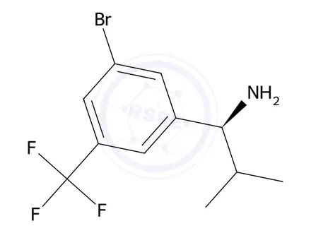 Chemical structure of (S)-1-(3-bromo-5-(trifluoromethyl)phenyl)-2-methylpropan-1-amine