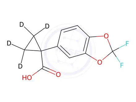 Chemical structure of 1-(2,2-Difluoro-1,3-benzodioxol-5-yl)cyclopropane-2,2,3,3-d4-carboxylic Acid
