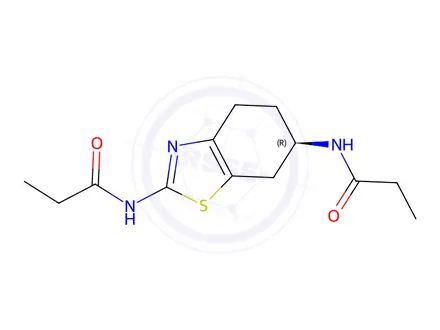 Chemical structure of (R)-N,N’-(4,5,6,7-Tetrahydrobenzo[d]thiazole-2, 6-diyl)dipropioamide