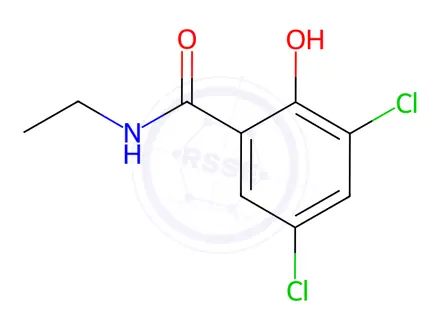 Chemical structure of Benzamide, 3,5-dichloro-N-ethyl-2-hydroxy-