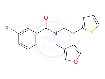 Chemical structure of 3-Bromo-N-(furan-3-ylmethyl)-N-(2-(thiophen-2-yl)ethyl)benzamide