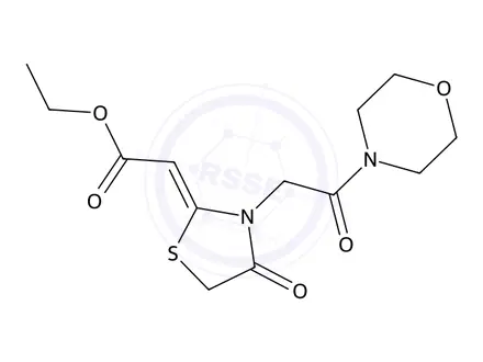 Chemical structure of Ethyl 2-(3-(2-morpholino-2-oxoethyl)-4-oxothiazolidin-2-ylidene)acetate