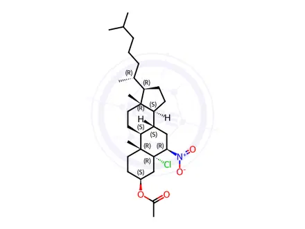 Chemical structure of Acetic acid 5-chloro-6β-nitro-5α-cholestan-3β-yl ester