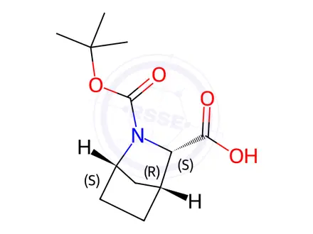 Chemical structure of (1S,3S,4R)-2-(tert-Butoxycarbonyl)-2-azabicyclo[2.2.1]heptane-3-carboxylic Acid