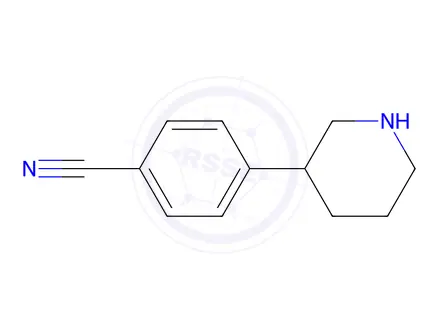 Chemical structure of Benzonitrile, 4-(3R)-3-piperidinyl-