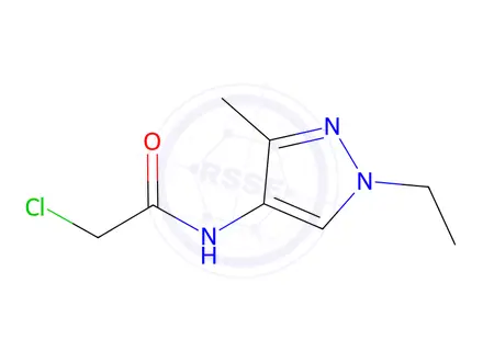 Chemical structure of 2-chloro-N-(1-ethyl-3-methyl-1H-pyrazol-4-yl)acetamide