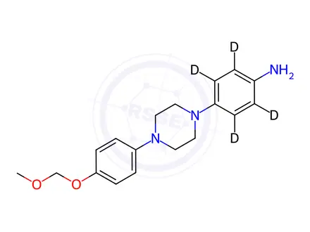 Chemical structure of 4-[4-[4-(Methoxymethoxy)phenyl]-1-piperazinyl]benzenamine-d4