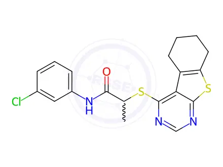 Chemical structure of N-(3-chlorophenyl)-2-((5,6,7,8-tetrahydrobenzo[4,5]thieno[2,3-d]pyrimidin-4-yl)thio)propanamide
