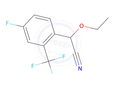 Chemical structure of 2-ethoxy-2-[4-fluoro-2-(trifluoromethyl)phenyl]acetonitrile