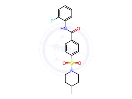 Chemical structure of N-(2-Fluorophenyl)-4-((4-methylpiperidin-1-yl)sulfonyl)benzamide