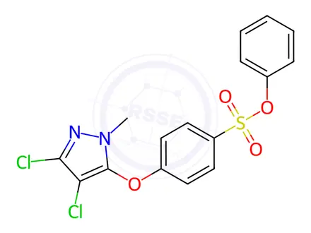 Chemical structure of Phenyl 4-[(3,4-dichloro-1-methyl-1H-pyrazol-5-yl)oxy]benzene-1-sulfonate