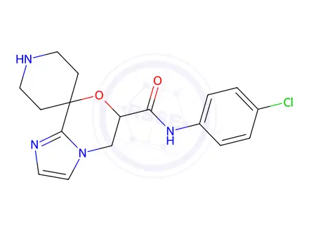 Chemical structure of N-(4-Chlorophenyl)-5,6-dihydrospiro[imidazo[2,1-c][1,4]oxazine-8,4'-piperidine]-6-carboxamide