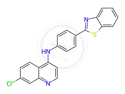 Chemical structure of N-(4-(Benzo[d]thiazol-2-yl)phenyl)-7-chloroquinolin-4-amine