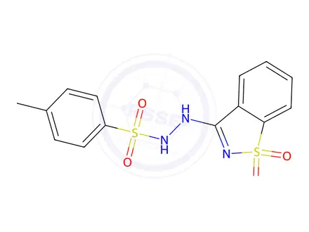 Chemical structure of N'-(1,1-Dioxido-1,2-benzisothiazol-3-yl)-4-methylbenzenesulfonohydrazide