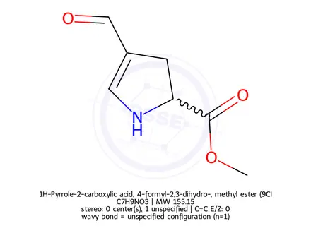 Chemical structure of 1H-Pyrrole-2-carboxylic acid, 4-formyl-2,3-dihydro-, methyl ester (9CI)
