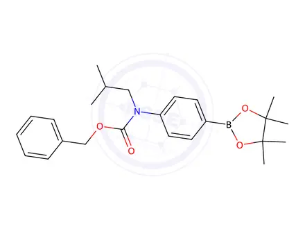 Chemical structure of Benzyl isobutyl(4-(4,4,5,5-tetramethyl-1,3,2-dioxaborolan-2-yl)phenyl)carbamate