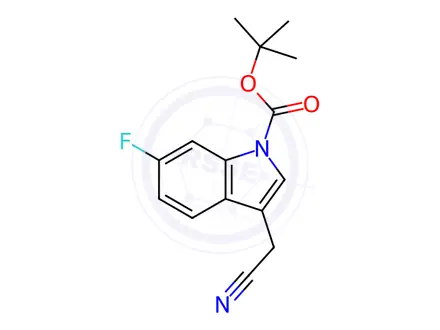 Chemical structure of tert-butyl 3-(cyanomethyl)-6-fluoro-1H-indole-1-carboxylate