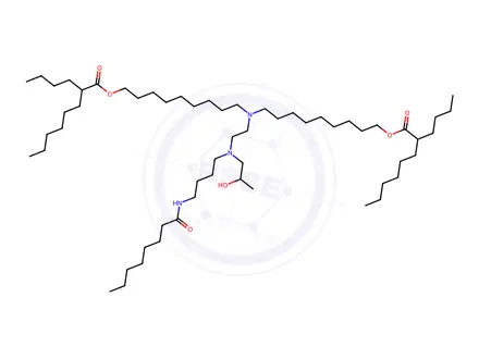Chemical structure of ((2-((2-Hydroxypropyl)(4-octanamidobutyl)amino)ethyl)azanediyl)bis(nonane-9,1-diyl) bis(2-butyloctanoate)