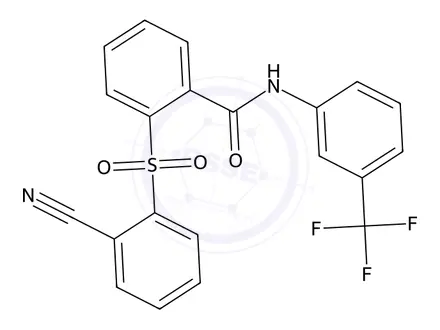 Chemical structure of 2-((2-Cyanophenyl)sulfonyl)-N-(3-(trifluoromethyl)phenyl)benzamide