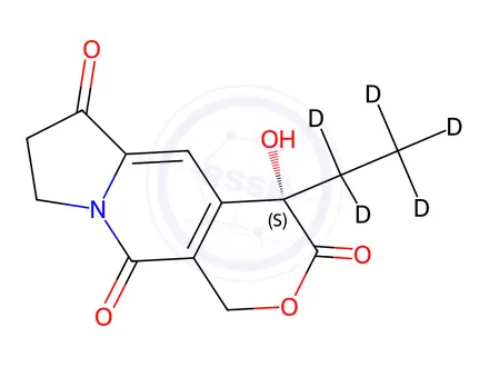 Chemical structure of (4S)-4-Ethyl-7,8-dihydro-4-hydroxy-1H-pyrano[3,4-f]indolizine-3,6,10(4H)-trione-d5