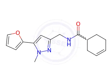 Chemical structure of N-((5-(Furan-2-yl)-1-methyl-1H-pyrazol-3-yl)methyl)cyclohex-3-ene-1-carboxamide