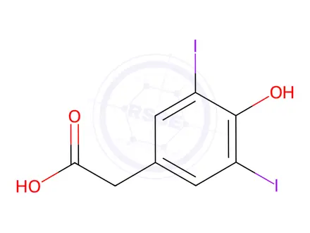 Chemical structure of 3,5-Diiodo-4-hydroxyphenylacetic Acid