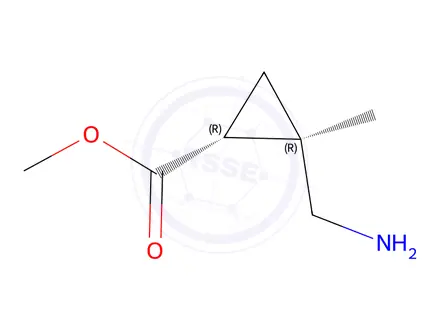 Chemical structure of Cyclopropanecarboxylic acid, 2-(aminomethyl)-2-methyl-, methyl ester, trans-