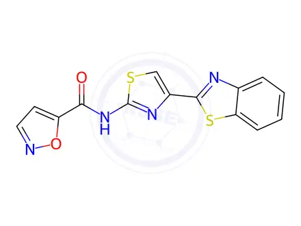 Chemical structure of N-(4-(Benzo[d]thiazol-2-yl)thiazol-2-yl)isoxazole-5-carboxamide