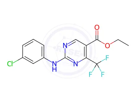 Chemical structure of ethyl 2-(3-chloroanilino)-4-(trifluoromethyl)-5-pyrimidinecarboxylate