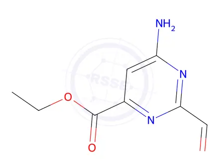Chemical structure of 4-Pyrimidinecarboxylicacid,6-amino-2-formyl-,ethylester(9CI)