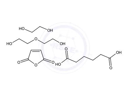 Chemical structure of Hexanedioic acid, polymer with 1,2-ethanediol, 2,5-furandione and 2,2'-oxybis [ethanol]