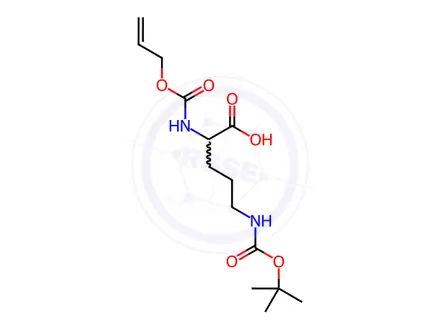Chemical structure of N-α-Allyloxycarbonyl-N-δ-(t-butoxycarbonyl)-DL-ornithine dicyclohexylammonium salt