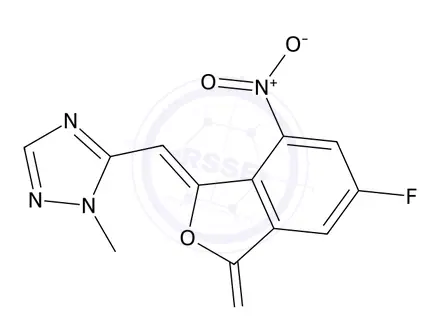 Chemical structure of (Z)-6-fluoro-3-((1-methyl-1H-1,2,4-triazol-5-yl)methylene)-4-nitroisobenzofuran-1(3H)-one
