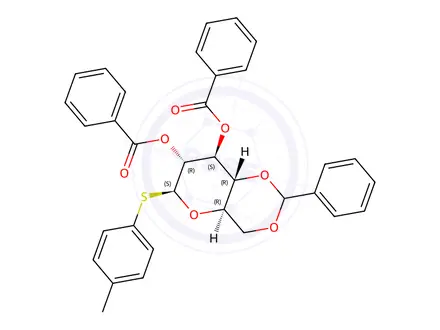 Chemical structure of 4-Methylphenyl 2,3-di-O-benzoyl-4,6-O-benzylidene-1-thio-β-D-glucopyranoside