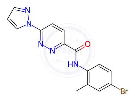 Chemical structure of N-(4-Bromo-2-methylphenyl)-6-(1H-pyrazol-1-yl)pyridazine-3-carboxamide