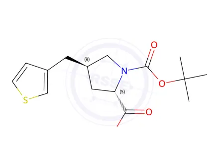 Chemical structure of (2S,4R)-1-(tert-Butoxycarbonyl)-4-(thiophen-3-ylmethyl)pyrrolidine-2-carboxylic acid