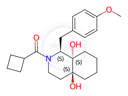 Chemical structure of cyclobutyl((1S,4aS,8aS)-4a,8a-dihydroxy-1-(4-methoxybenzyl)octahydroisoquinolin-2(1H)-yl)methanone