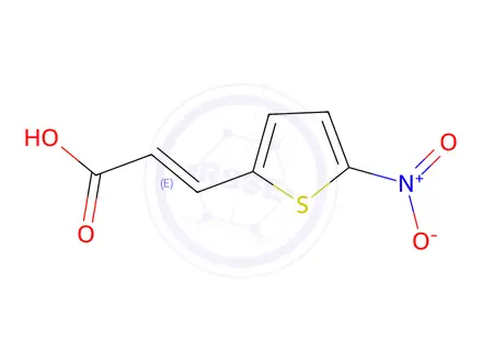 Chemical structure of (2E)-3-(5-nitrothiophen-2-yl)prop-2-enoic Acid