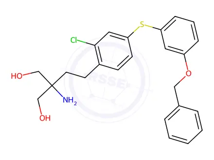 Chemical structure of 2-Amino-2-(4-((3-(benzyloxy)phenyl)thio)-2-chlorophenethyl)propane-1,3-diol