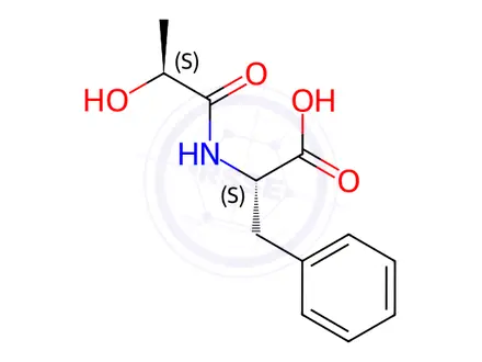 Chemical structure of N-[(2S)-2-Hydroxy-1-oxopropyl]-L-phenylalanine