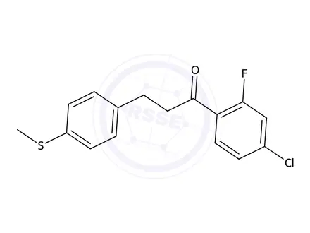Chemical structure of 1-(4-Chloro-2-fluorophenyl)-3-(4-(methylthio)phenyl)propan-1-one