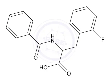 Chemical structure of 2-Benzamido-3-(2-fluorophenyl)propanoic acid