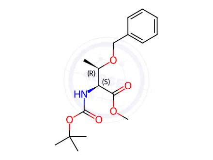 Chemical structure of L-Threonine, N-[(1,1-dimethylethoxy)carbonyl]-O-(phenylmethyl)-, methyl ester