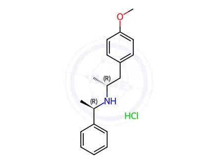 Chemical structure of (alphaR)-4-Methoxy-alpha-methyl-N-((1R)-1-phenylethyl)benzeneethanamine Hydrochloride